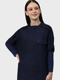 Campus Sutra - Navy Blue Detailing Sweater