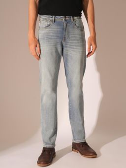 Selected - Light Blue Mid Rise Straight Fit Jeans