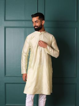 Lightpole - Green Embroidered Kurta for Men