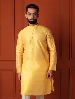 Lightpole - Designer Yellow Lining Thread Work Men Kurta