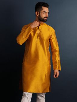 Lightpole - Ethnic Mustard Dupion Silk Solid Kurta