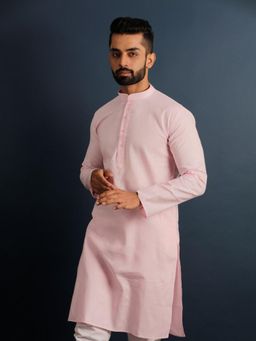 Lightpole - Pink Cotton Long Sleeves Kurta for Men