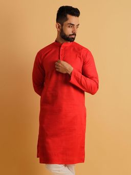 Lightpole - Festive Occasion Cool and Stylish Lining Red Men Kurta