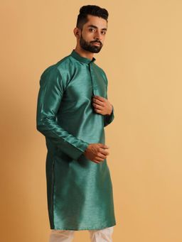 Lightpole - Dupion Silk Green Kurta for Men