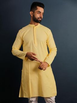 Lightpole - Lemon Yellow Solid Kurta for Men