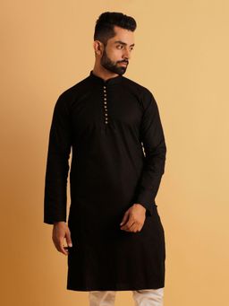 Lightpole - Classic Men Jacquard Black Kurta