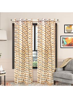 At Home by Nilkamal - Arias Luxuria Sheers Leaf Long Door Curtain Beige (Set of 2)