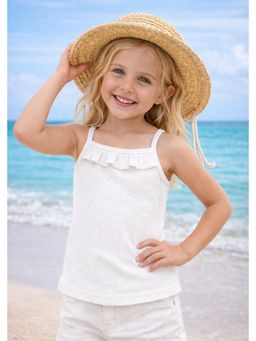 AWW HUNNIE - Sleeveless Textured Style Top - White