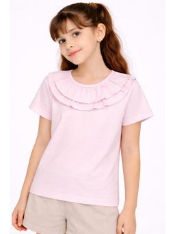 AWW HUNNIE - Cotton Half Sleeves Round Neck Top - Pink