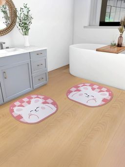 Savya Home - Bathroom Shower Mat Anti-Skid Pink White