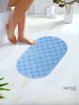 Savya Home - Oval Bathroom Floor Mat PVC Non - Slip Blue