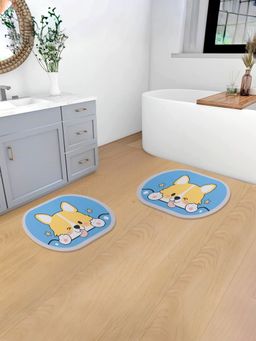 Savya Home - Anti-Skid Floor Bath Mat Blue Yellow