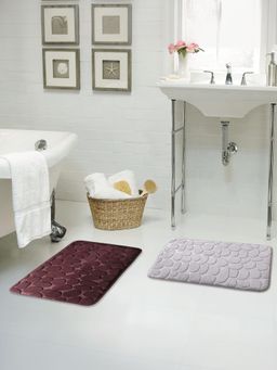 Savya Home - Coral Fleece Fabric Bathroom Mats Anti-Skid Brown Grey