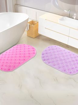 Savya Home - Diatom Mud Oval Bath Mats PVC Non - Slip Purple - Pink
