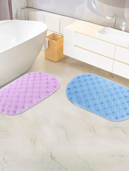 Savya Home - Oval Bathroom Floor Mats PVC Non - Slip Purple Blue