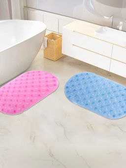 Savya Home - Nonslip Soft Rubber Bath Mats Anti Slip Machine Wash PVC - Pink Blue