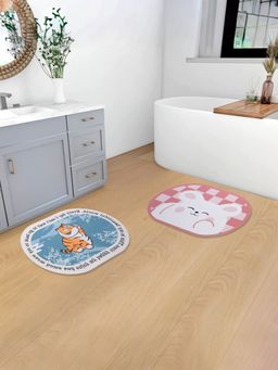 Savya Home - Anti-Skid Floor Bath Mats Blue Pink