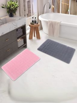 Savya Home - Bathroom Mats PVC Non - Slip Grey Pink