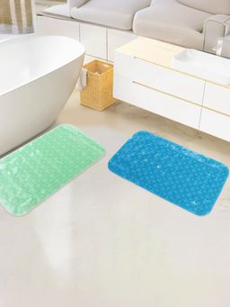 Savya Home - Anti Skid Bath Mats PVC with Suction Cup Green Blue
