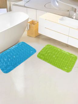 Savya Home - Anti Skid Bath Mats PVC with Suction Cup Blue Green