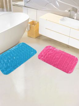 Savya Home - Anti Skid Bath Mats PVC with Suction Cup Blue Pink