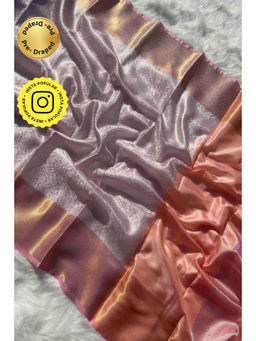 Isadora Life - Womens Woven Zari Lavender Pre-Draped Saree With Unstitched Blouse
