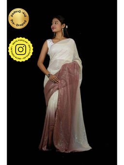 Isadora Life - Womens Ombre Sequined Multi-Color Pre-Draped Saree With Unstitched Blouse