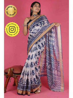 Isadora Life - Womens Printed Multi-Color Pre-Draped Saree With Unstitched Blouse