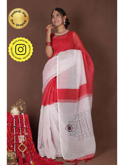 Isadora Life - Womens Colorblock Woven Multi-Color Pre-Draped Saree With Unstitched Blouse