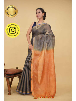 Isadora Life - Womens Ombre Tassels Multi-Color Pre-Draped Saree With Unstitched Blouse
