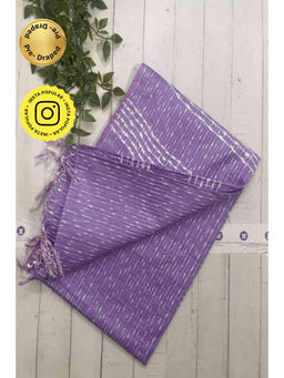Isadora Life - Womens Printed Stripes Purple Pre-Draped Saree With Unstitched Blouse