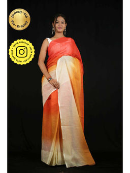 Isadora Life - Womens Ombre Printed Multi-Color Pre-Draped Saree With Unstitched Blouse