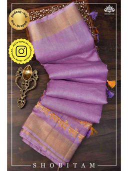 Isadora Life - Womens Embroidered Thread Work Lavender Pre-Draped Saree With Unstitched Blouse