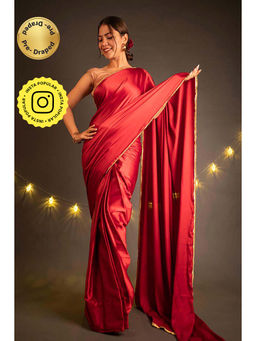 Isadora Life - Red Magic With Moti Lace Border All Over Saree With Unstitched Blouse