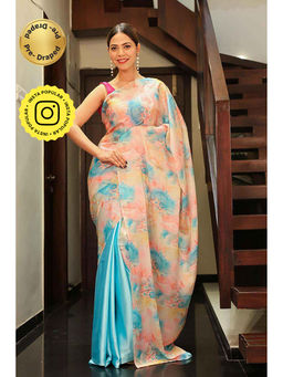 Isadora Life - Gorgeous Ready To Wear Multi-Color Print Saree With Unstitched Blouse
