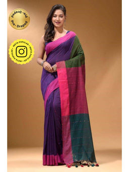 Isadora Life - Womens Colorblock Sequined Multi-Color Pre-Draped Saree with Unstitched Blouse