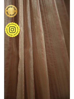Isadora Life - Womens Stripes Zari Beige Pre-Draped Saree with Unstitched Blouse