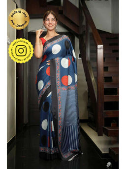 Isadora Life - Multi-Color Printed Pre-draped Saree With Unstitched Blouse