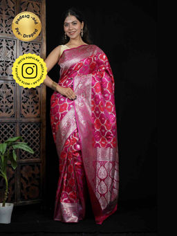 Isadora Life - Multi-Color Floral Pre-draped Saree With Unstitched Blouse