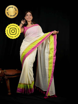 Isadora Life - Multi-Color Stripes Pre-draped Saree With Unstitched Blouse