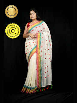 Isadora Life - Multi-Color Geometric Pre-Draped Saree with Unstitched Blouse