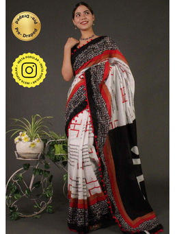 Isadora Life - Multi-Color Printed Pre-Draped Saree with Unstitched Blouse