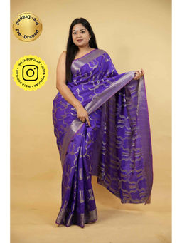 Isadora Life - Blue Woven Pre-Draped Saree with Unstitched Blouse