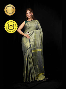 Isadora Life - Metallic Woven Pre-Draped Saree with Unstitched Blouse