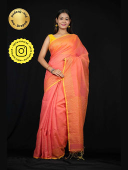 Isadora Life - Yellow Embroidered Pre-Draped Saree with Unstitched Blouse