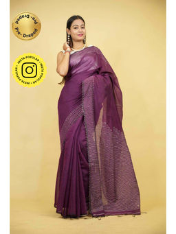 Isadora Life - Purple Embellished/Sequined Pre-Draped Saree with Unstitched Blouse