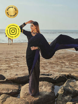 MONK & MEI - Jane Blue Saree With Stitched Blouse