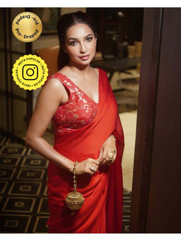 MONK & MEI - Ruhee Pre Draped Saree with Stitched Blouse