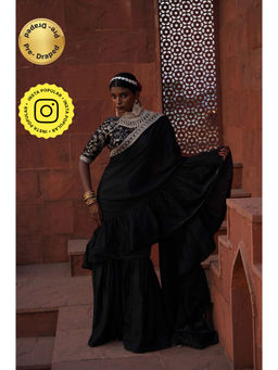 MONK & MEI - Uzma Pre Draped Saree with Stitched Blouse