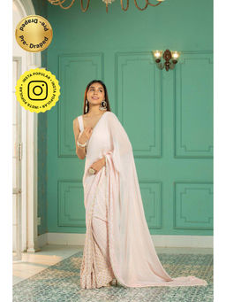 MONK & MEI - Pink Scarlett Pre Draped Saree with Stitched Blouse